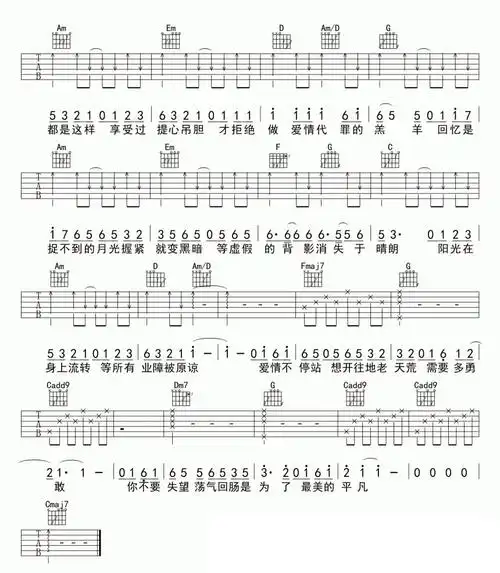 爱情转移吉他谱陈奕迅c调图片谱完整版