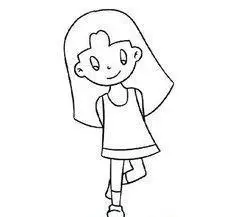 女孩简笔画全身侧身画