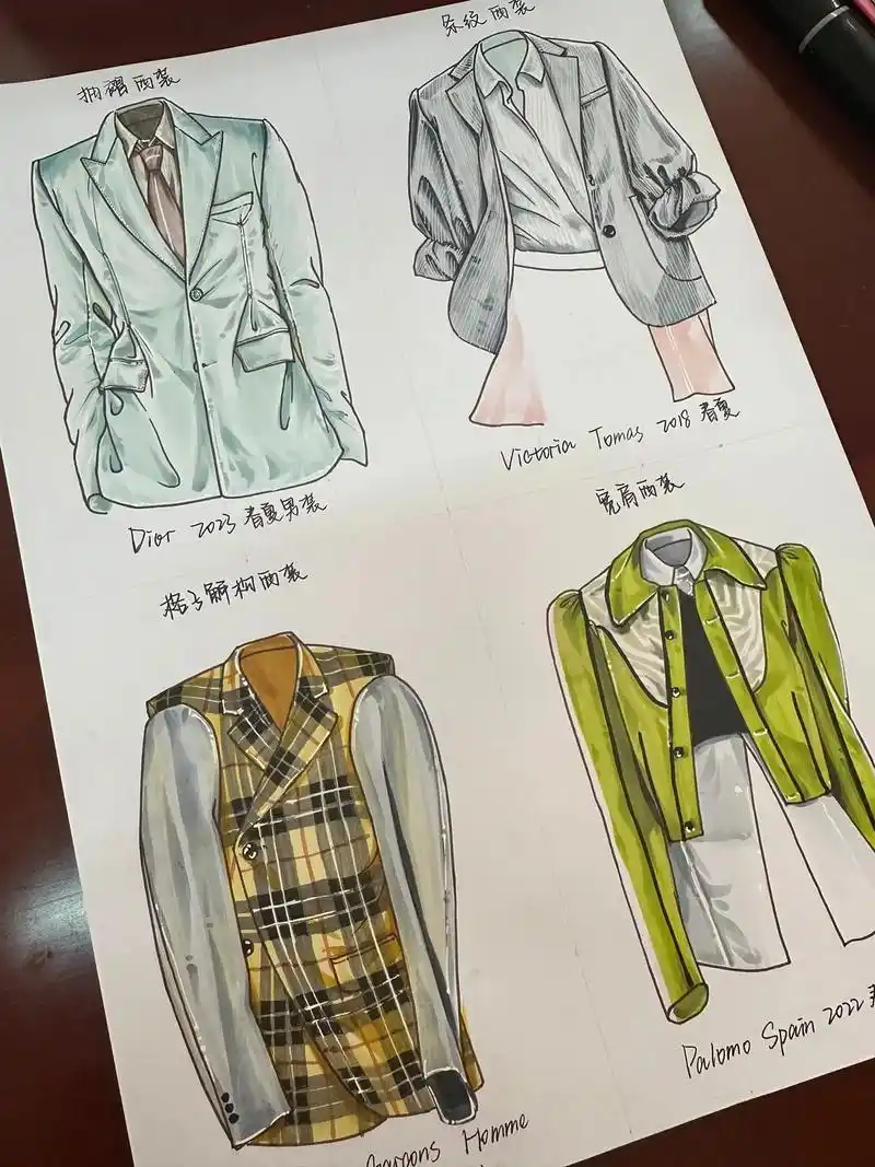 服装设计考研之西装合集.#服装设计手绘 #服装效果图 #马克 - 抖音