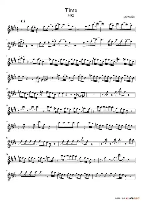 67time - 萨克斯谱 - 歌谱简谱大全