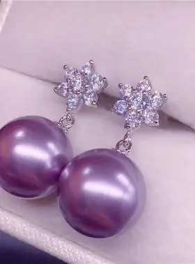 925纯银天然南洋金珍珠粉经典耳环