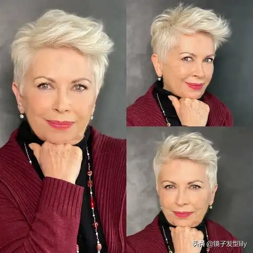 头发花白阿姨,剪款立体短发,真时髦