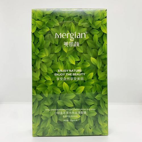 美肌颜面膜美肌颜小绿盒蚕丝面膜补水保湿花萃水悦丝滑面膜5片/盒