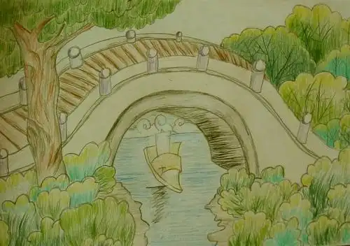 桥边风景简笔画 简笔画图片大全-蒲城教育文学网