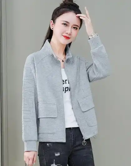 2022春新 拉链开衫立领女款运动休闲外套
