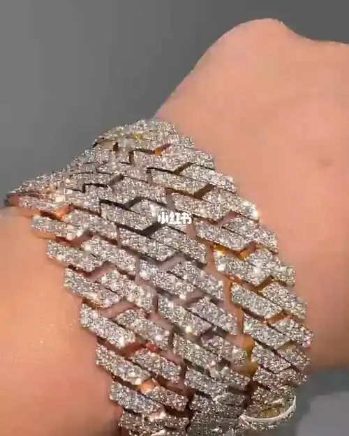 14k金18k金古巴链奢侈镶钻