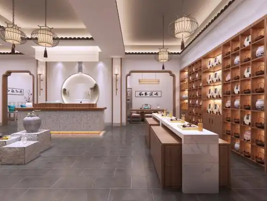 新中式中式现代药店 中药房 医院新中式售楼部大堂中医馆新中式药店