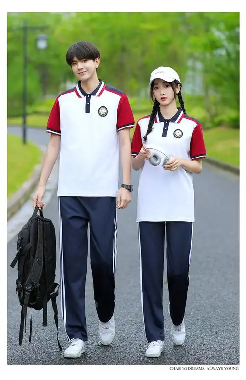 2598#实拍情侣装 校服套装学生夏季短袖中学生班服定制运动会服