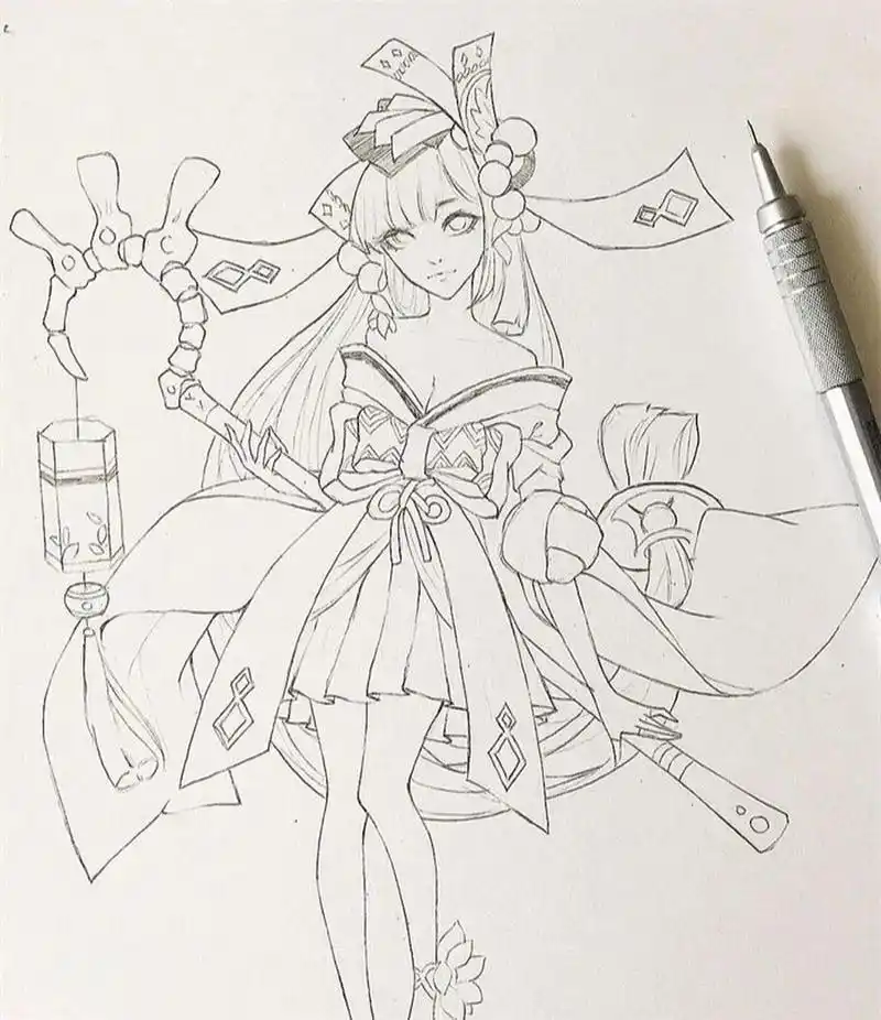 初学者必备的动漫人物铅笔画临摹作品 初学者刚开始学画画时多是以