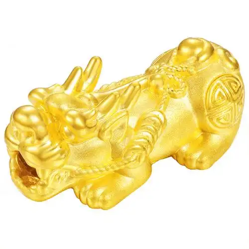 黄金貔貅3d硬金转运珠定制男士手串红绳饰品编绳招财纳福皮丘手链