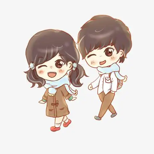 卡通小女孩小男孩