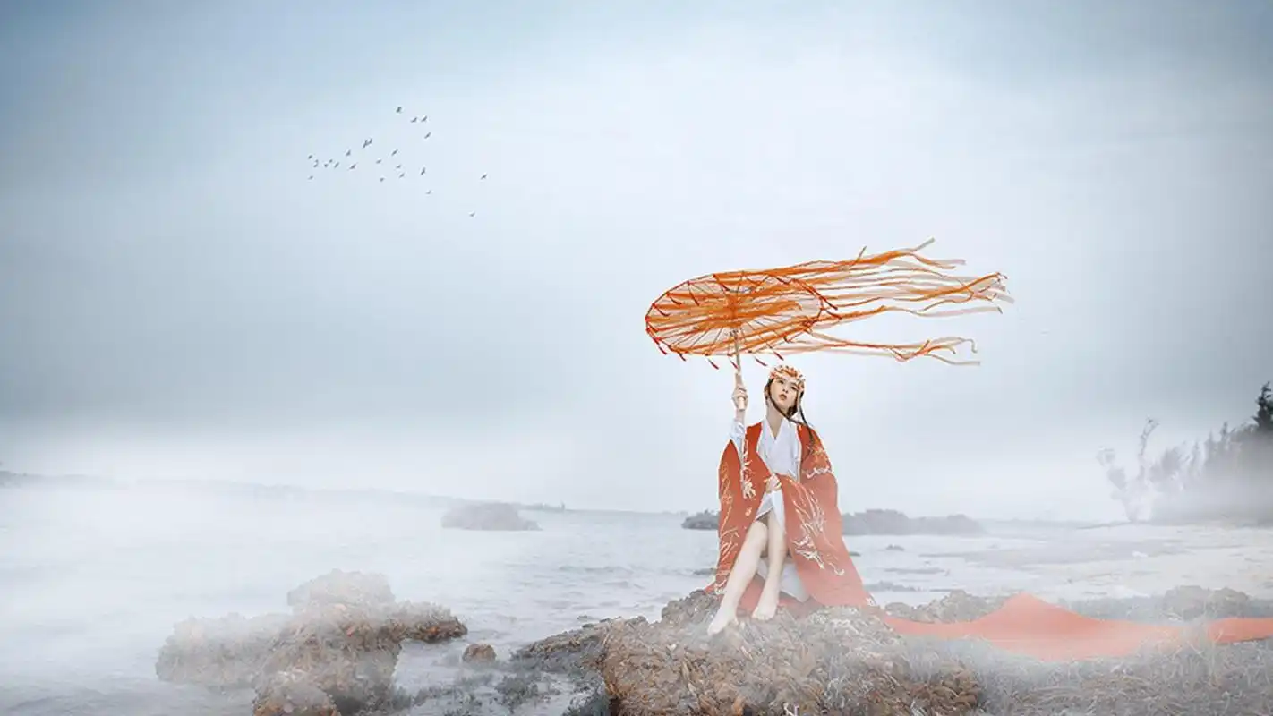 红衣古风美女高清桌面壁纸