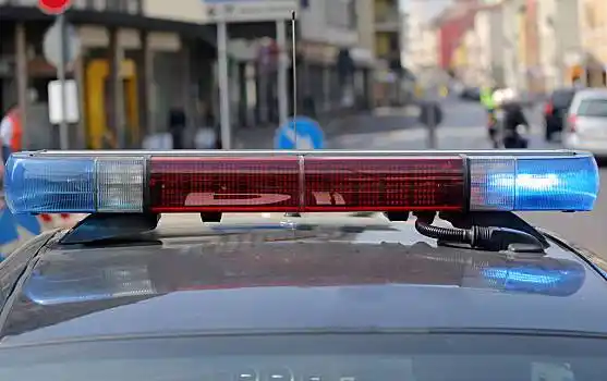 警报器,警车,检查点,街上,城市