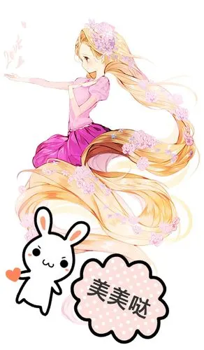 水彩长发公主,简单一目了然魅力美丽全俱