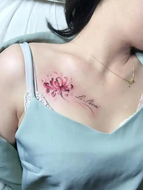 锁骨彼岸花_纹身图案手稿图片_赣州青临刺丶青的纹身作品集