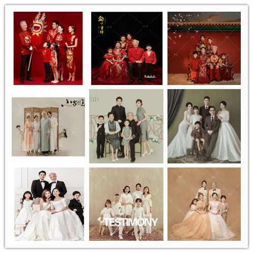 2020新款影楼亲子装儿童摄影服装一家六口全家福艺术拍照写真衣服