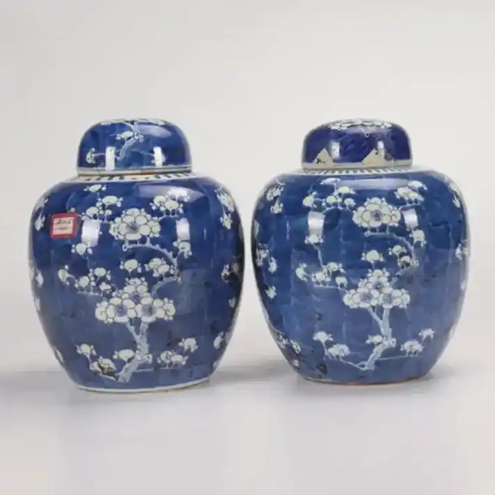 光绪冰梅罐一对.