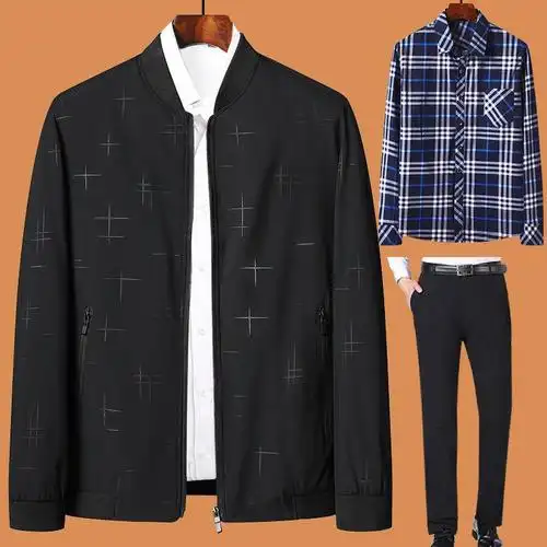 爸爸春装外套装春秋款薄中年男老爸40岁50中老年人爷爷夹克上衣服