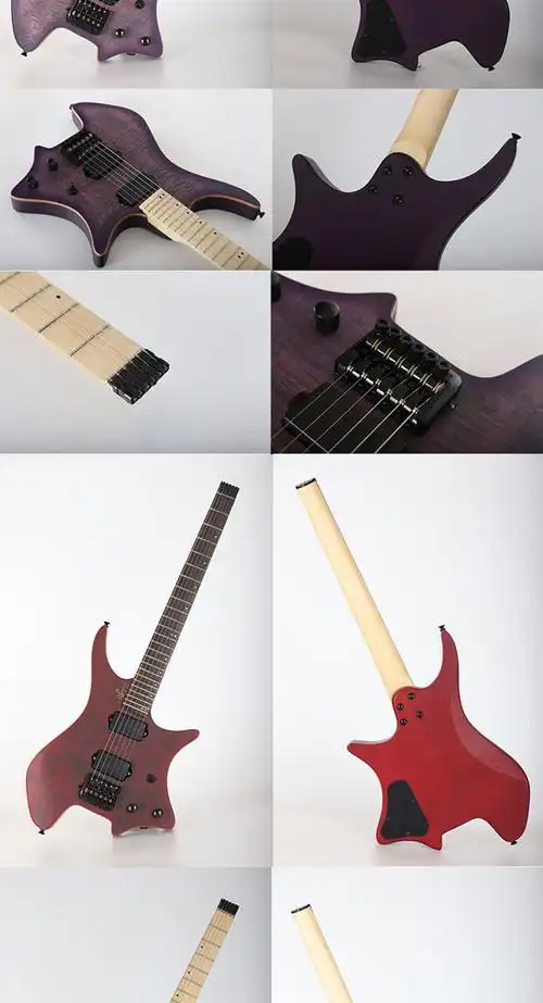 新手初学便携旅行黄贯中黄家驹24品无头电吉他金属摇滚吉他 原木色