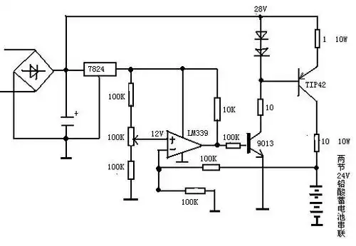 12v/24v铅酸蓄电池充电电路图