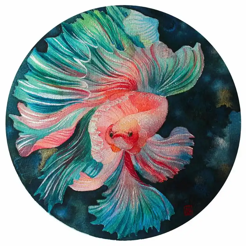 组画系列—《平安喜乐,如鱼得水》 #水彩画 #水彩绘画作品大 - 抖音