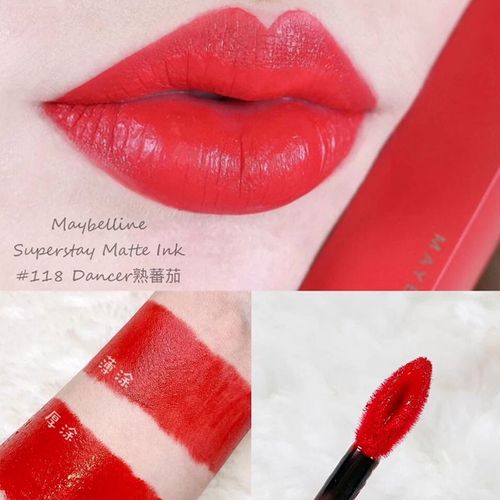 maybelline 口红绝色唇膏不沾杯巨持色哑光裸色持妆 118 熟番茄色
