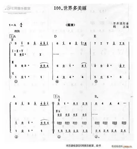 世界多美丽-摇滚舞曲(乐队) 歌谱简谱网