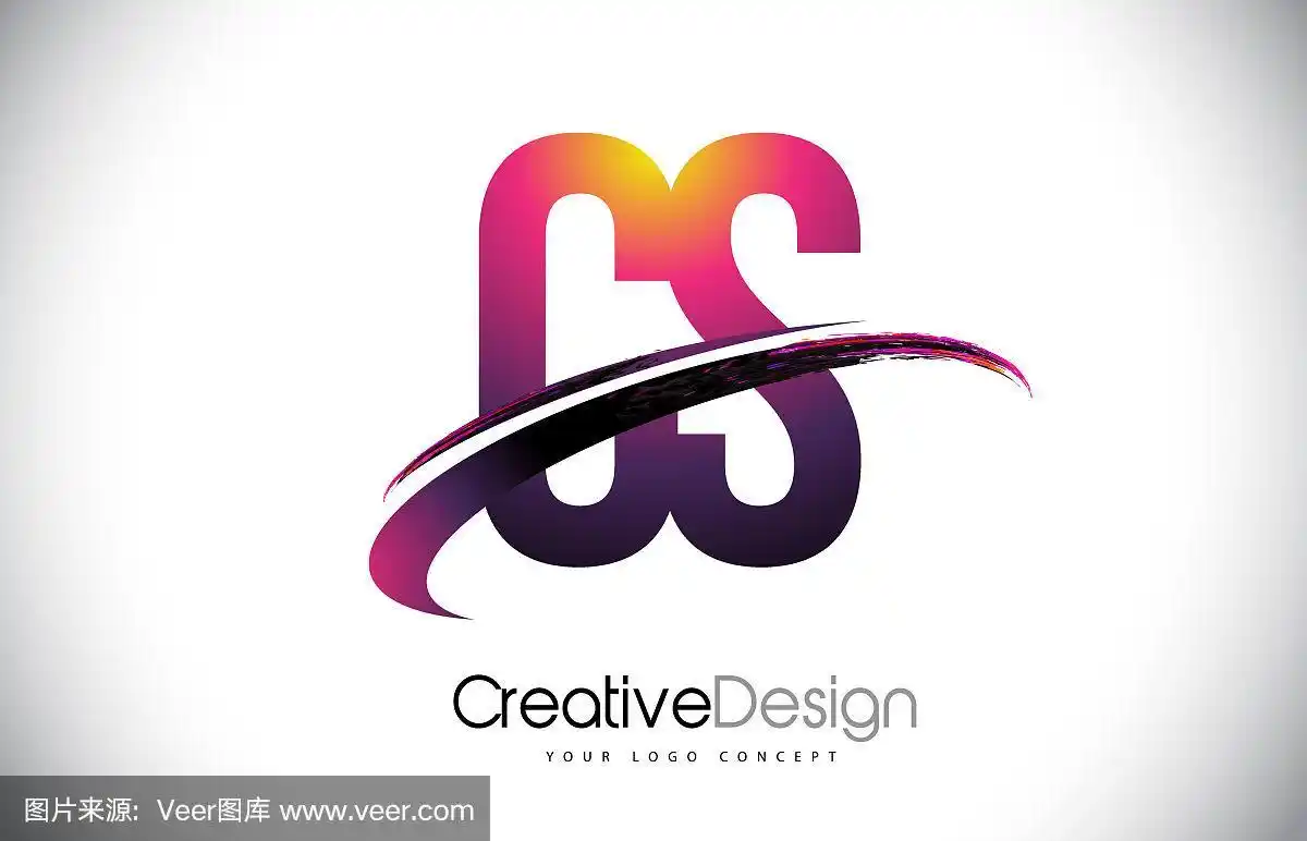 c cs紫色字母标志与钩形设计