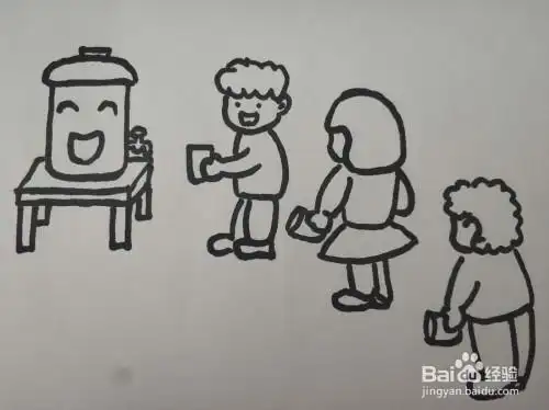 喝水简笔画图