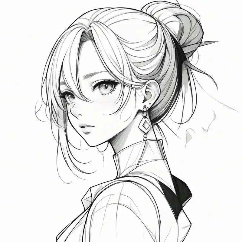 动漫女生黑白素描头像96 探索二次元的世界,发现这些精致的黑白动漫