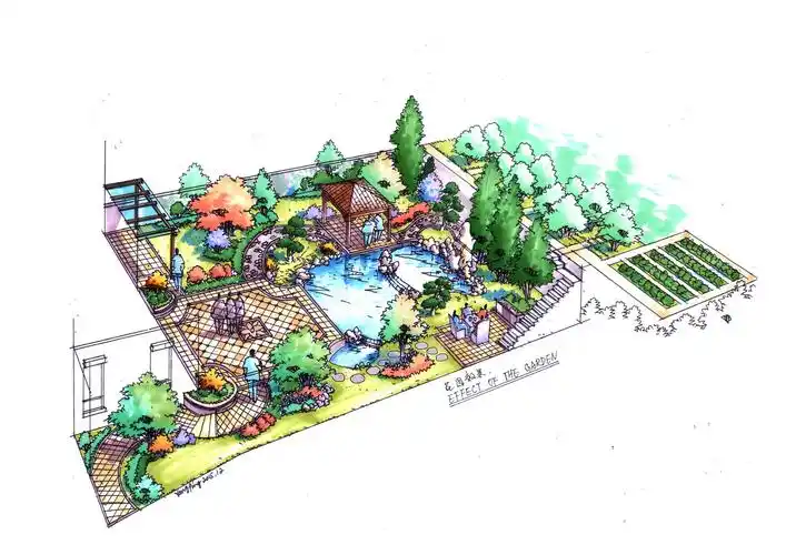 私家花园景观手绘