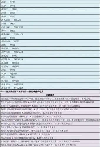 mbti职业性格测试题答案