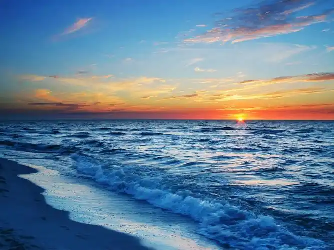 大海,涨潮,天空,晚霞,宁静,浪花,沿海印记大海壁纸图片