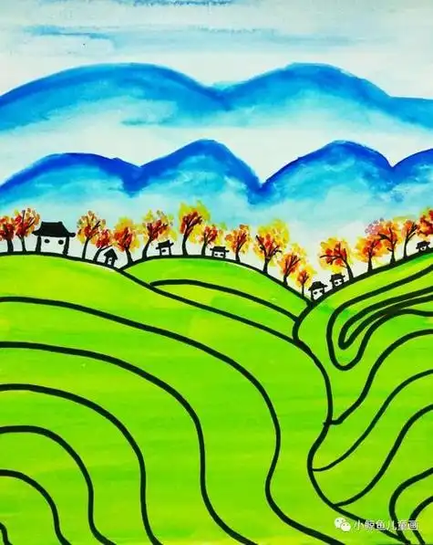 山水儿童画 山水儿童画风景画