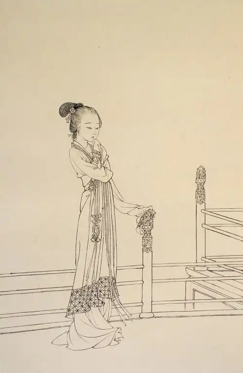 【3d-插画-工笔画素材篇】蔡岚工笔人物画集上(白描卷) - 浪漫人生