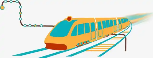 卡通行驶的地铁和轨道