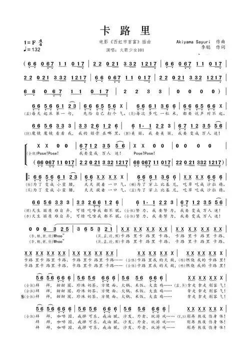 卡路里 (《西虹市首富》电影插曲) - 火箭少女101词:李聪曲:akiyama