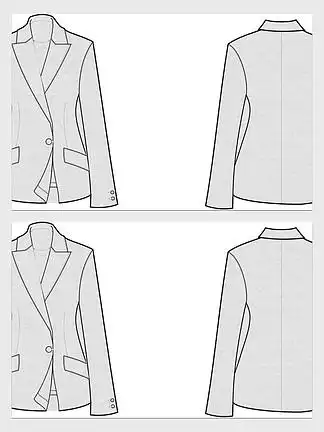 女西装正反面款式图
