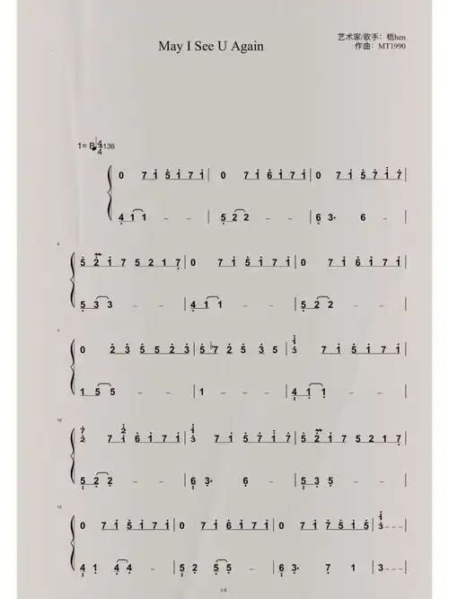 mayiseeyouagain钢琴简谱