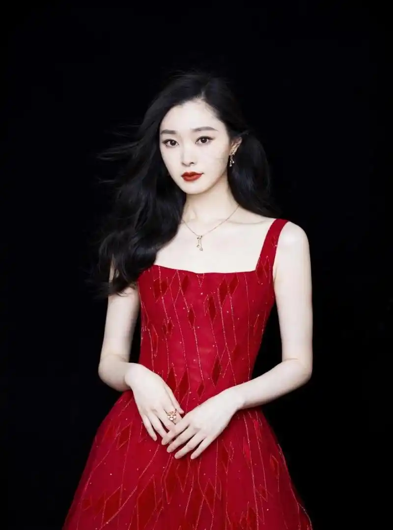 宋轶菱格红裙性感写真图片