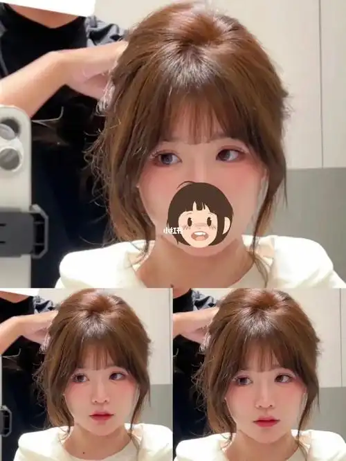 78圆脸方脸瘦脸的一款刘海法式刘海学生党