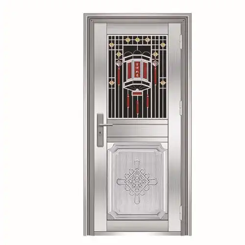超盾门业 厂家定制304不锈钢单门 不锈钢半封玻璃网花门进户门图片