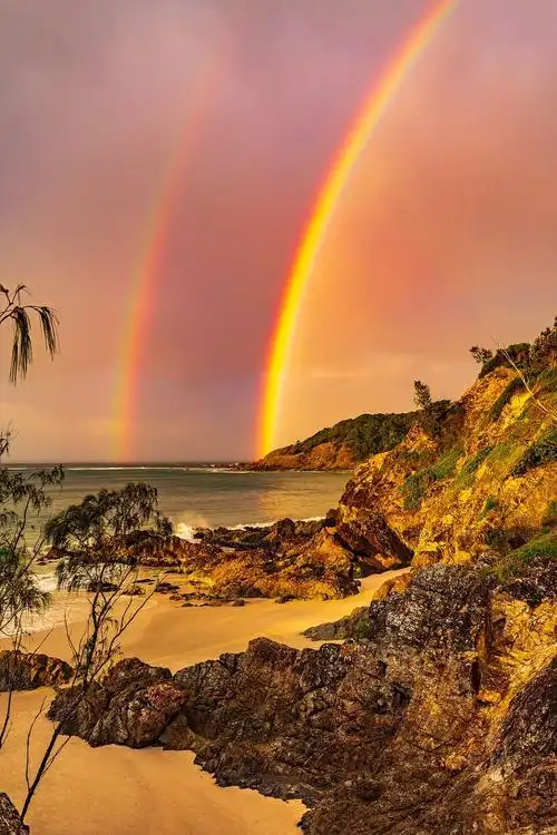 彩虹,日落,景观