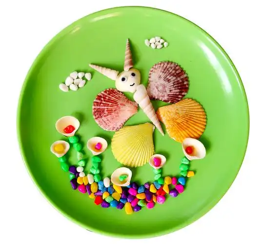 手工贝壳儿童贴画粘贴圆盘材料包圆盘海螺作业海螺