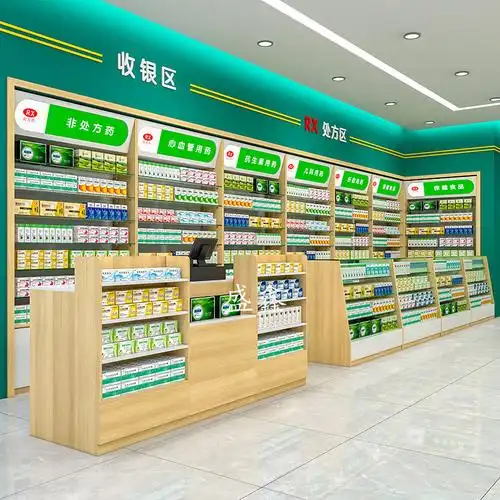 药品陈列展示架 药品展示柜药柜药房货架西药柜药店柜台玻璃药柜陈列