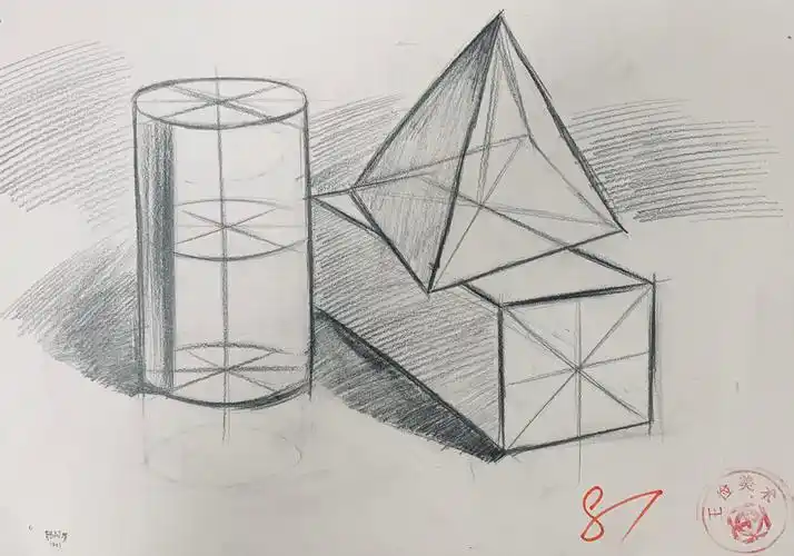 五年级 顾珂瑗 注意构图,用短线画出每个几何体的上下左右关系,多检查