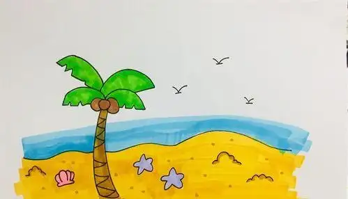 美丽的海滩怎么画风景简笔画简笔画大全阳光沙滩简笔画海滩简笔画海滩