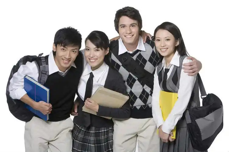 东方人,成年人,四个人,学生,笑,微笑,露齿笑,横图,正面,毛衣,裙子