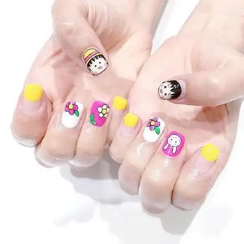 卡通人物简笔画美甲