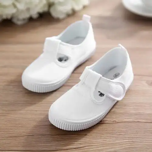 纯白色儿童布鞋幼儿园白球鞋男童鞋女童鞋小学生体操表演鞋白波鞋